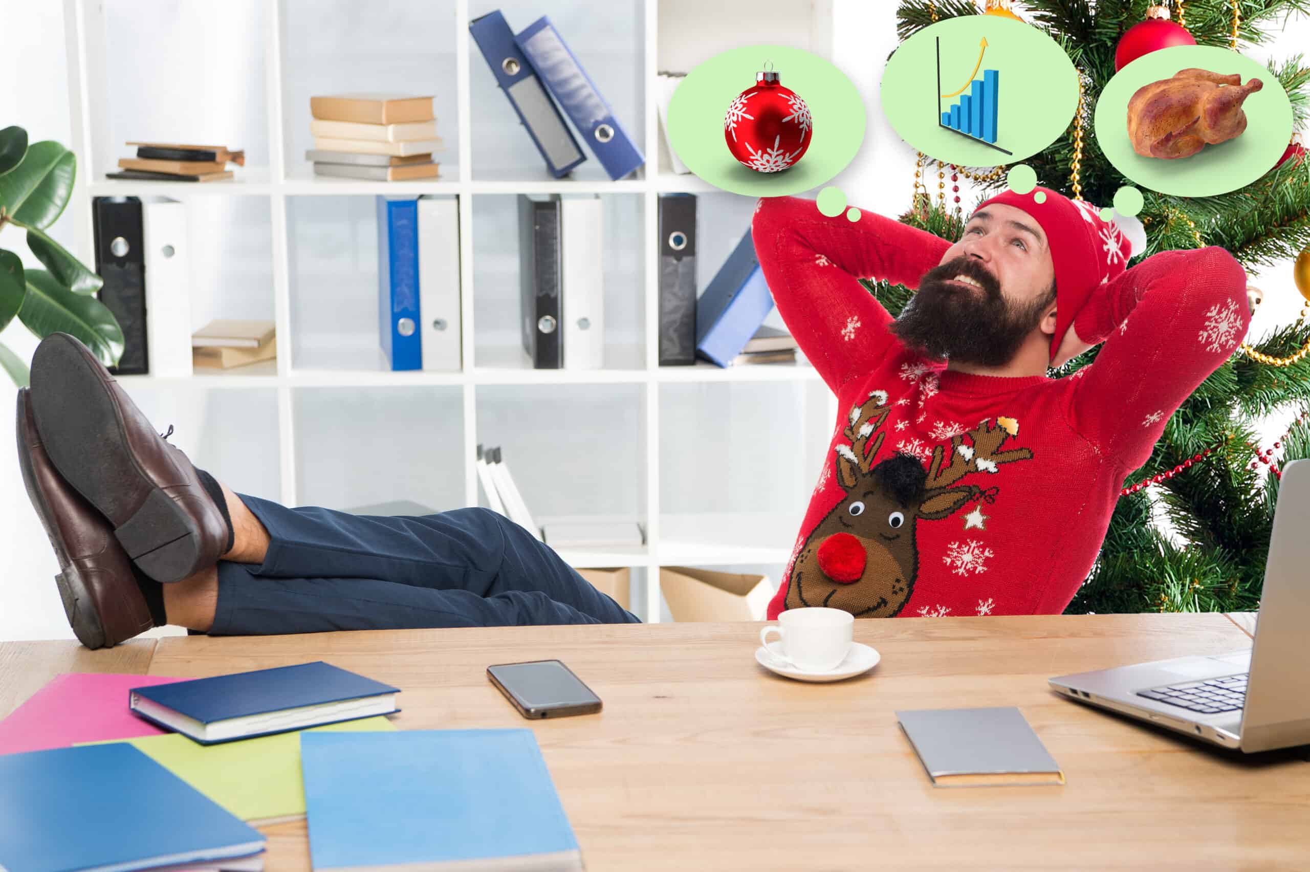Image of a man thinking of Christmas Gifts