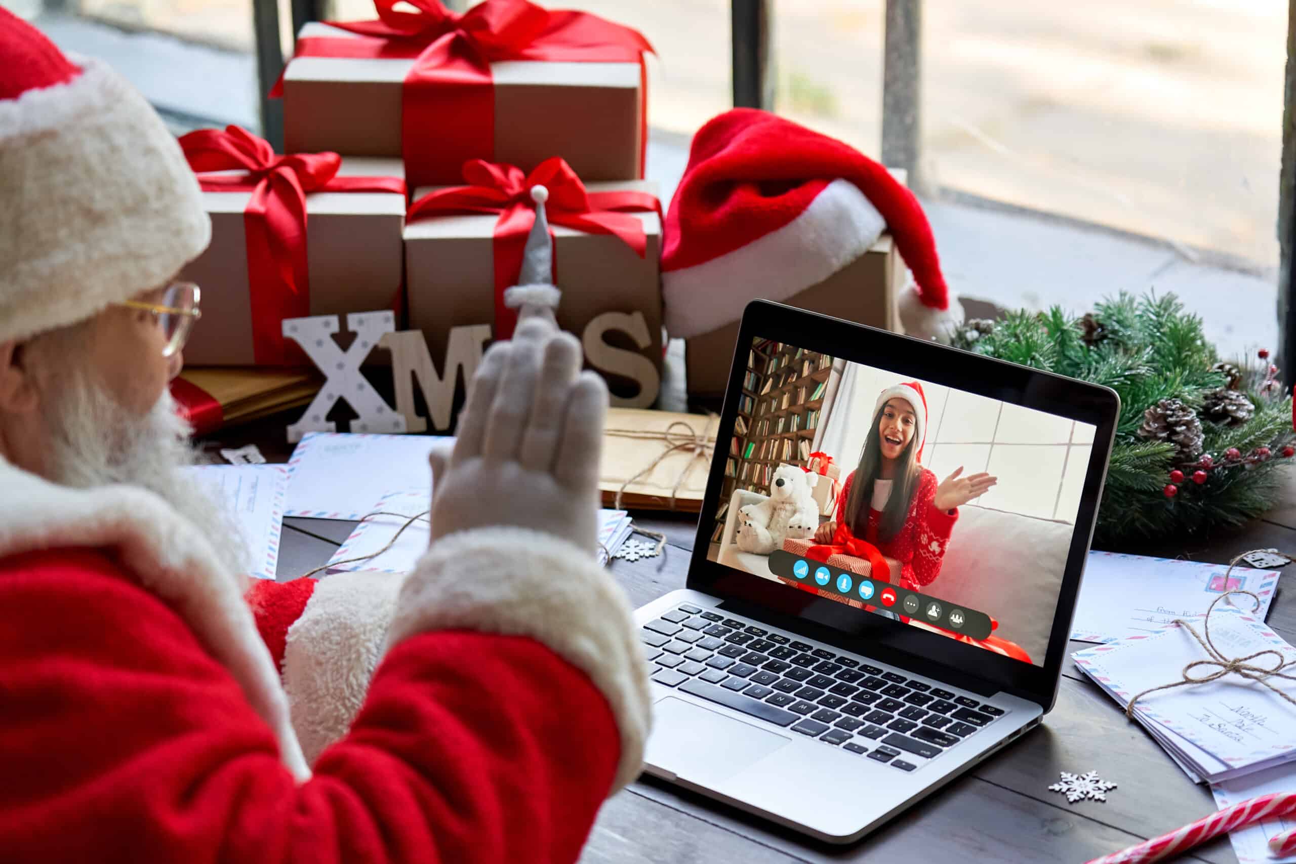 Image of Santa making a virtual call