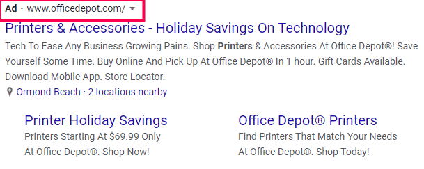 Example office Depot Ad