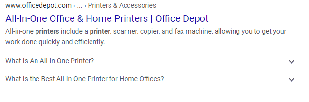 Organic Office depot search result